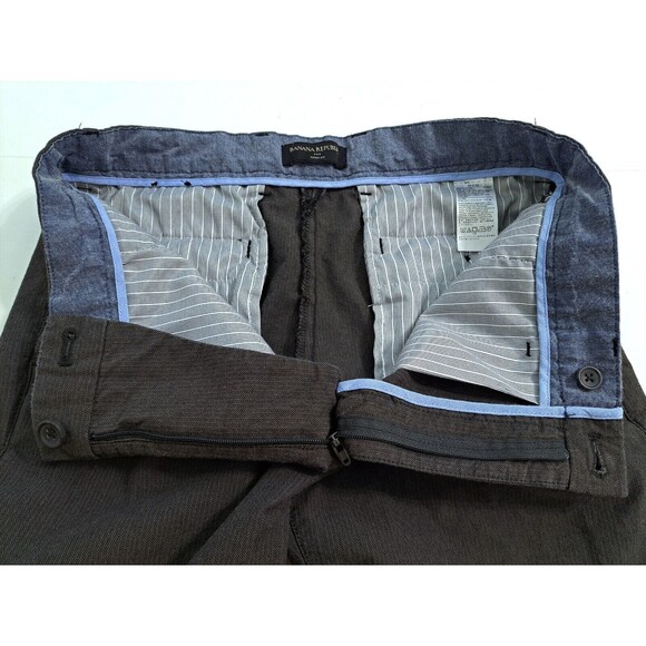 Banana Republic Men's 33x32 Pants Gray Herringbone Aiden Fit Dress Formal - Picture 3 of 10